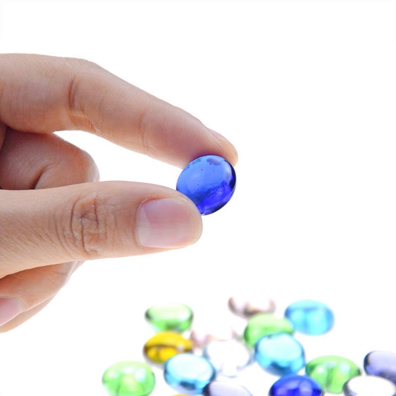 KINGOU 50 pcs Replacement Mancala Stones Mixed Colored Flat Glass Pebbles/Beads/Gems for Games (12-15mm) - Image 4